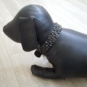 Genuine Crystal Studded Leather Collar